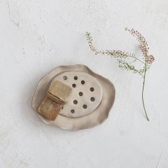 Ruffled Stoneware 2 Piece Soap Dish