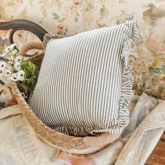Ruffled Ticking Stripe Throw Pillow