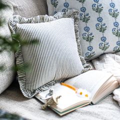 Ruffled Ticking Stripe Throw Pillow
