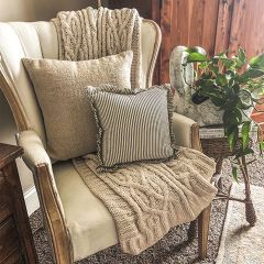 Ruffled Ticking Stripe Throw Pillow