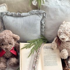 Ruffled Ticking Stripe Throw Pillow