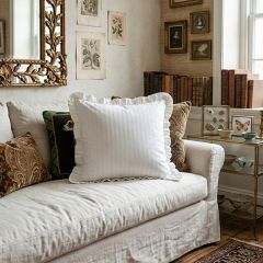 Ruffled Tone on Tone Ticking Stripe Euro Sham