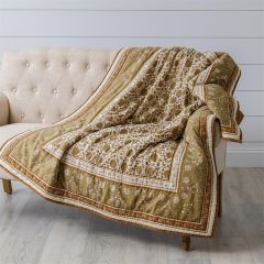 Rust Floral Block Print Quilted Throw