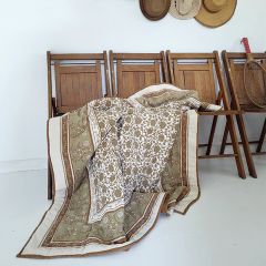 Rust Floral Block Print Quilted Throw
