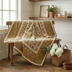Rust Floral Block Print Quilted Throw