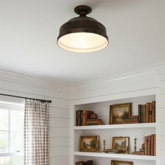 Rustic 3 Bulb Semi Flush Mount Light Antique Black