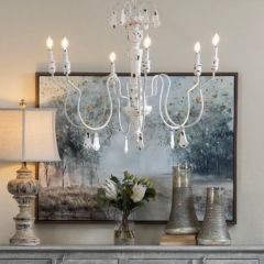 Rustic 6 Light Wood and Metal Chandelier