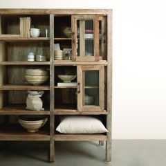 Rustic 8 Door Wood Display Cabinet