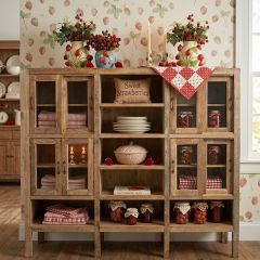 Rustic 8 Door Wood Display Cabinet
