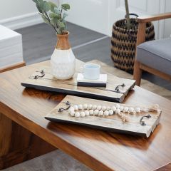 Rustic Accents Teak Wood Display Trays Set of 2