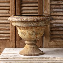 Rustic Aged Metal Urn Planter