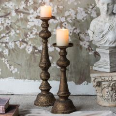 Rustic Antiqued Bronze Finish Candle Holder