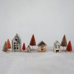 Rustic Antiqued Metal Village House Collection Set of 3