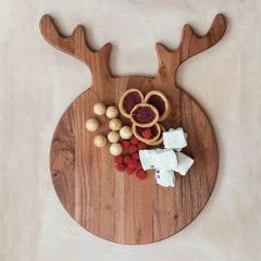 Rustic Antler Acacia Wood Cutting Board