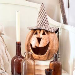Rustic Big Mouth Terracotta Pumpkin 11 Inch