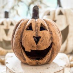 Rustic Big Mouth Terracotta Pumpkin 8 Inch