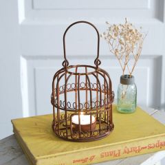 Rustic Birdcage Tea Light Candle Lantern