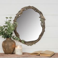 Rustic Birds and Vines Oval Accent Mirror