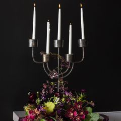 Rustic Black 5 Taper Candleholder