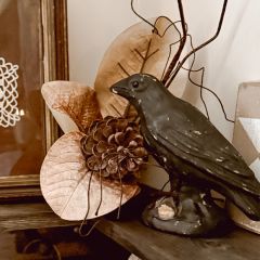Rustic Black Crow Figurine 6.5 Inch