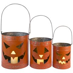 Rustic Bucket Jack O Lanterns Set of 3