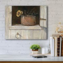 Rustic Bucket On Windowsill Canvas Art