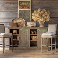 Rustic Buffet Counter With Storage Cabinets