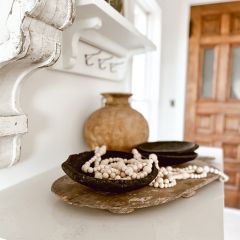 Rustic Carved Stone Saucer Set of 2