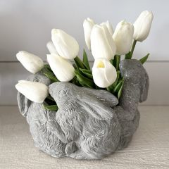 Rustic Cement Bunny Planter 7 inch