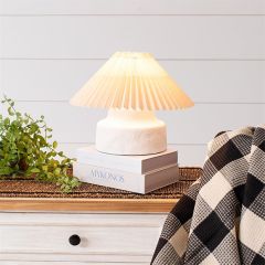 Rustic Ceramic Table Lamp with Pleated Cream Shade