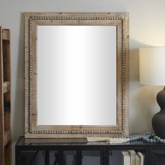 Rustic Chic Beaded Wood Framed Wall Mirror 36 Inch