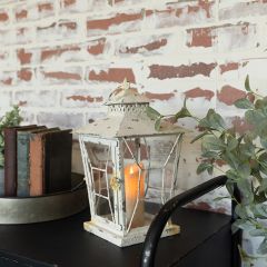 Rustic Chic Farmhouse Candle Lantern White