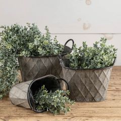 Rustic Chic Handled Metal Buckets Set of 3