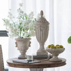 Rustic Chic Lidded Pedestal Vase
