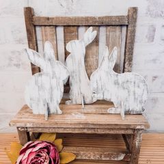 Rustic Chic Standing Wooden Bunny Cutouts Set of 3