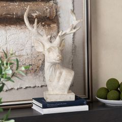 Rustic Chic White Deer Head Sculpture