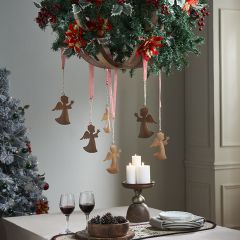 Rustic Christmas Metal Angel Ornaments Set of 6