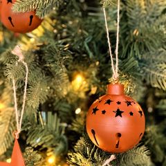 Rustic Christmas Metal Jingle Bell Ornaments Set of 6