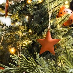 Rustic Christmas Metal Star Ornaments Set of 6