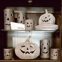 Rustic Clay Jack O Lantern Candle Holder 4 Inch Set of 6