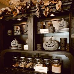 Rustic Clay Jack O Lantern Candle Holder 8 Inch Set of 6