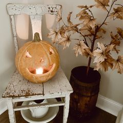 Rustic Clay Jack O Lantern