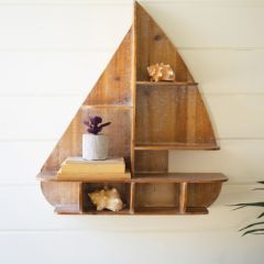 Rustic Coastal Sailboat Wall Shelf