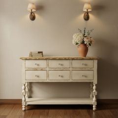 Rustic Cottage 6 Drawer Buffet Table