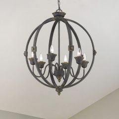 Rustic Cottage Antique Black Sphere Chandelier