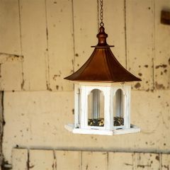 Rustic Cottage Bird Feeder with Copper Finish Roof