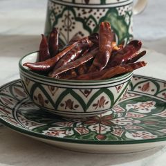 Rustic Cottage Painted Stoneware Snack Bowl