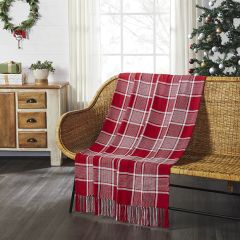Rustic Country Red Plaid Fringed Throw