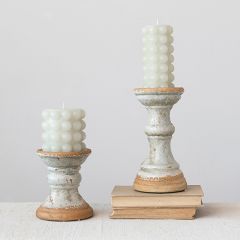 Rustic Distressed Terracotta Pillar Holder Set of 2