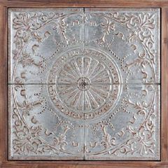 Rustic Embossed Metal Framed Wall Decor